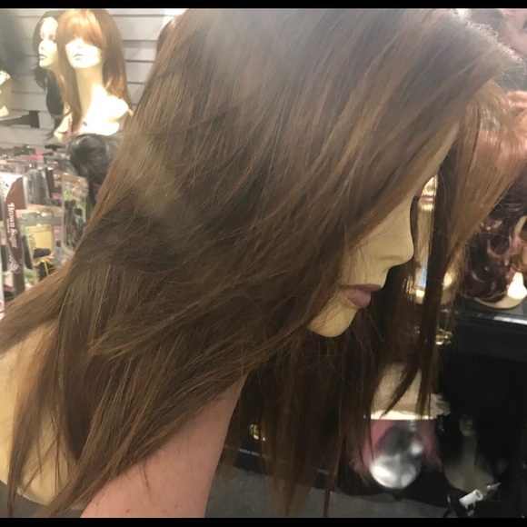 Wig copper brown Freepart lacefront silky straight main image 5